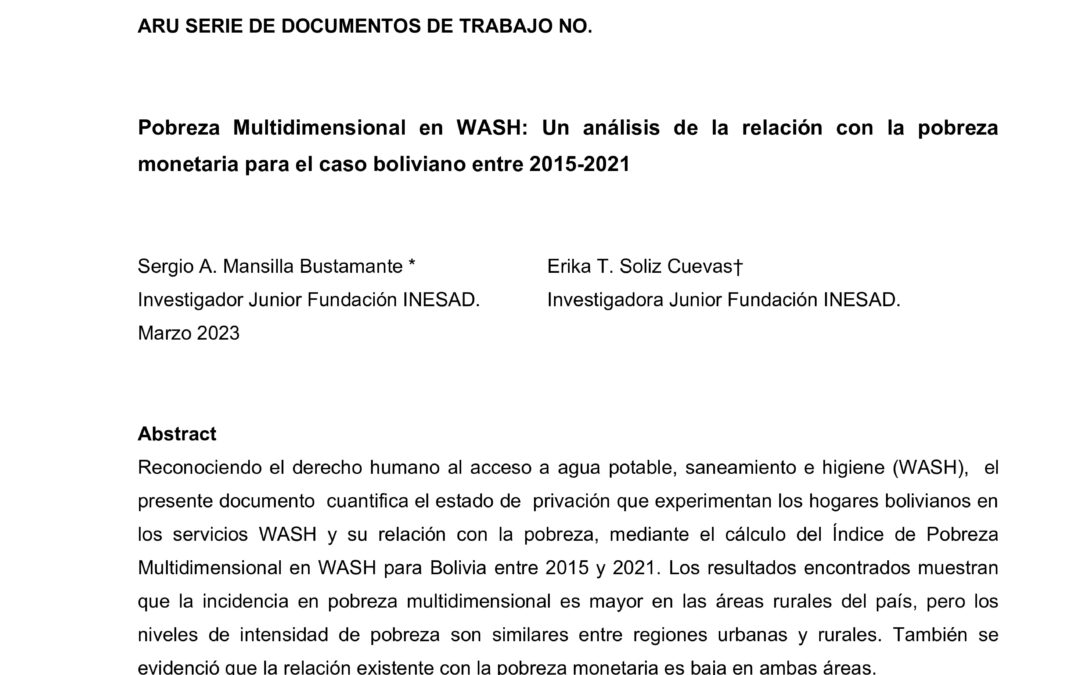 Pobreza Multidimensional en WASH: Un análisis de la relación con la pobreza monetaria para el caso boliviano entre 2015-2021
